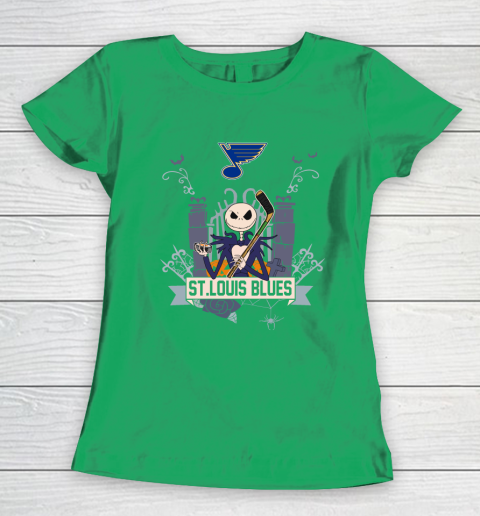NHL St.Louis Blues Hockey Jack Skellington Halloween Women's T-Shirt 5