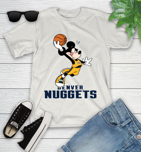 NBA Basketball Denver Nuggets Cheerful Mickey Mouse Shirt Youth T-Shirt 12