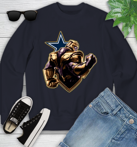 NFL Thanos Avengers Endgame Football Sports Dallas Cowboys Youth Sweatshirt 3