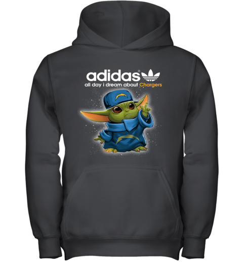 Baby Yoda Adidas All Day I Dream About Los Angeles Chargers Youth Hoodie