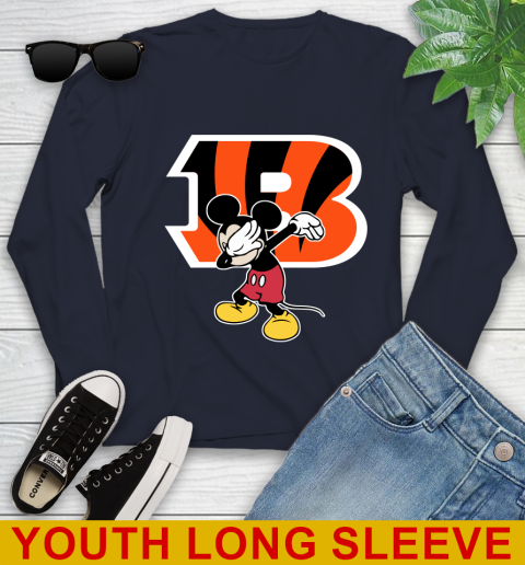 Cincinnati Bengals NFL Football Dabbing Mickey Disney Sports Youth Long Sleeve 3