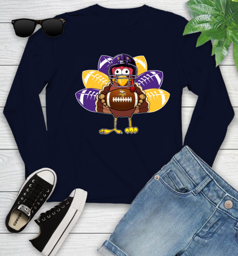 Minnesota Vikings Turkey Thanksgiving Day Youth Long Sleeve 3