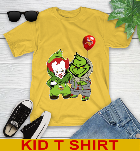 Minnesota Vikings Baby Pennywise Grinch Christmas NFL Football Youth T-Shirt 8