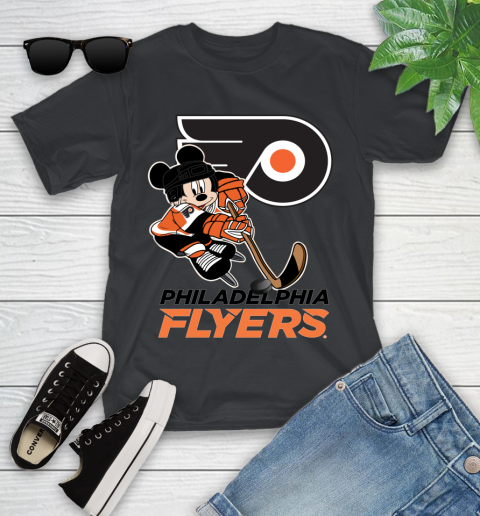 NHL Philadelphia Flyers Mickey Mouse Disney Hockey T Shirt Youth T-Shirt 14