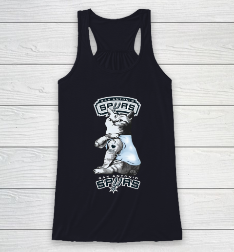 NBA Basketball My Cat Loves San Antonio Spurs Racerback Tank 7
