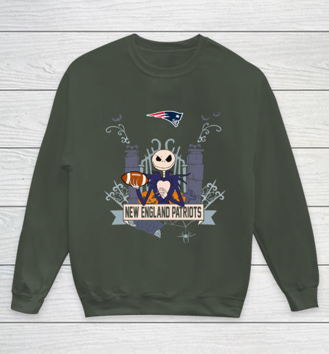 NFL New England Patriots Football Jack Skellington Halloween Youth Sweatshirt 8
