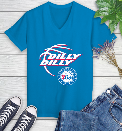 NBA Philadelphia 76ers Dilly Dilly Basketball Sports Women's V-Neck T-Shirt 7