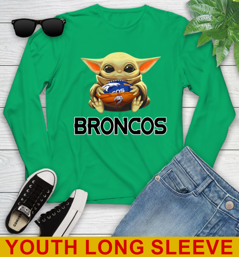 NFL Football Denver Broncos Baby Yoda Star Wars Shirt Youth Long Sleeve 7