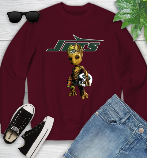 New York Jets NFL Football Groot Marvel Guardians Of The Galaxy Youth Sweatshirt 5