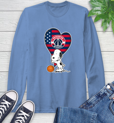 Washington Wizards NBA Basketball The Peanuts Movie Adorable Snoopy Long Sleeve T-Shirt 11