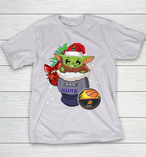 Phoenix Suns Christmas Baby Yoda Star Wars Funny Happy NBA Youth T-Shirt 5