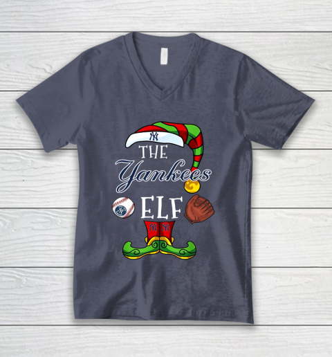 New York Yankees Christmas ELF Funny MLB V-Neck T-Shirt 7
