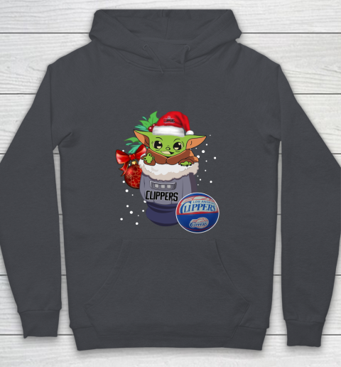 LA Clippers Christmas Baby Yoda Star Wars Funny Happy NBA Youth Hoodie 7