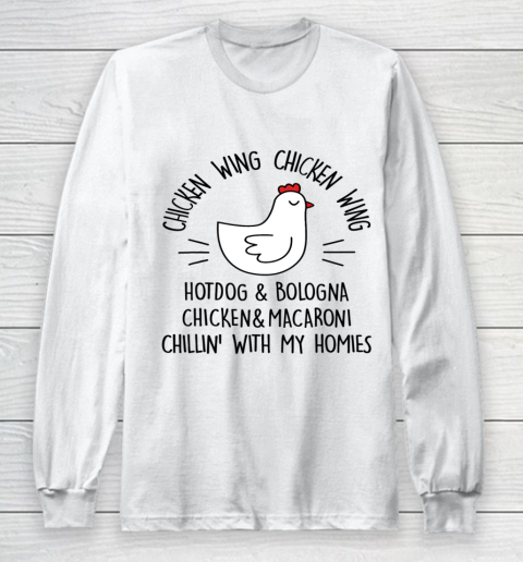 Viral Chicken Wing Chicken Wing Hot Dog Bologna Song Lyric Long Sleeve T-Shirt