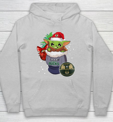 Milwaukee Bucks Christmas Baby Yoda Star Wars Funny Happy NBA Hoodie 6