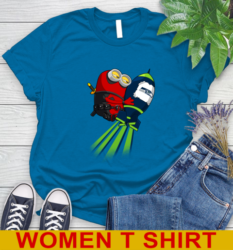 NFL Football Seattle Seahawks Deadpool Minion Marvel Shirt Women's T-Shirt 9 NFL Football Seattle Seahawks Deadpool Minion Marvel Shirt Women's T-Shirt - Image 9