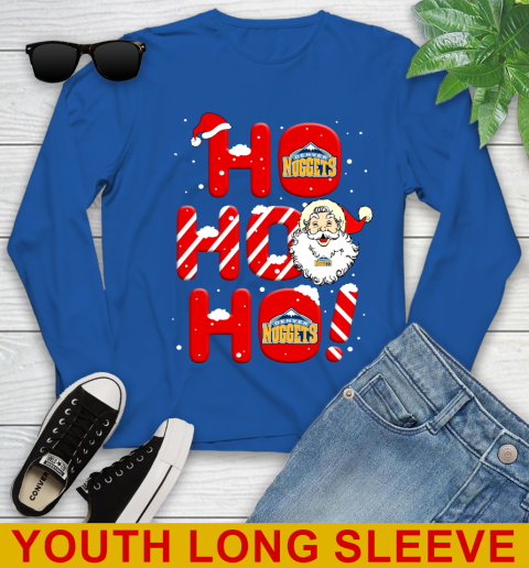 Denver Nuggets NBA Basketball Ho Ho Ho Santa Claus Merry Christmas Shirt Youth Long Sleeve 10