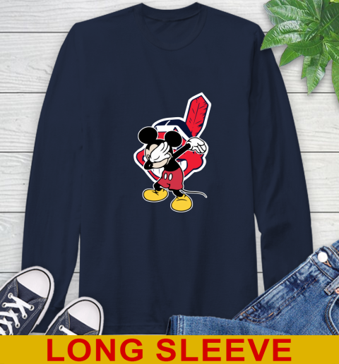 Cleveland Indians MLB Baseball Dabbing Mickey Disney Sports Long Sleeve T-Shirt 4