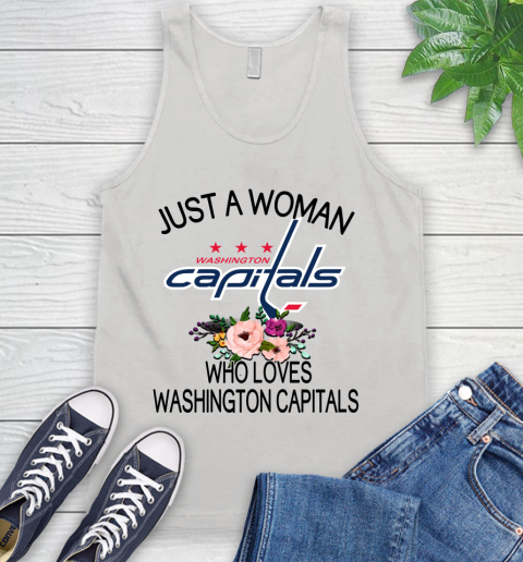 NHL Just A Woman Who Loves Washington Capitals Hockey Sports Tank Top
