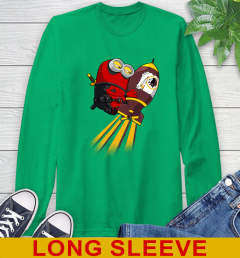 NFL Football Washington Redskins Deadpool Minion Marvel Shirt Long Sleeve T-Shirt 8