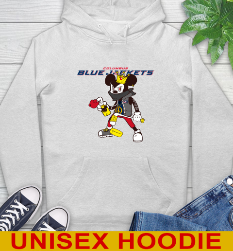 Columbus Blue Jackets NHL Hockey Mickey Peace Sign Sports Hoodie