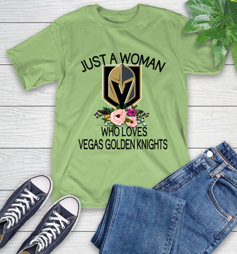 NHL Just A Woman Who Loves Vegas Golden Knights Hockey Sports T-Shirt 9