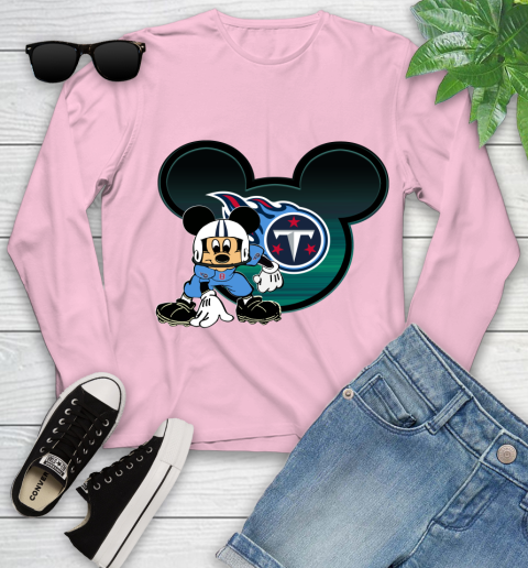 NFL Tennessee Titans Mickey Mouse Disney Football T Shirt Youth Long Sleeve 10