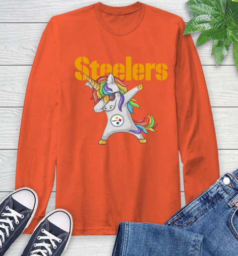 Pittsburgh Steelers NFL Football Funny Unicorn Dabbing Sports Long Sleeve T-Shirt 5