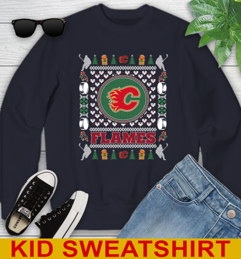 Calgary Flames Merry Christmas NHL Hockey Loyal Fan Youth Sweatshirt 2