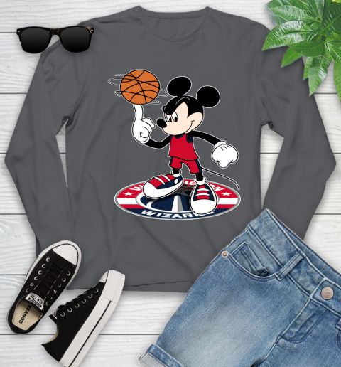 NBA Basketball Washington Wizards Cheerful Mickey Disney Shirt Youth Long Sleeve 8