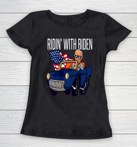 Funny Riding With Joe Biden 4th Of July USA Flag Car 2020 Women's T-Shirt