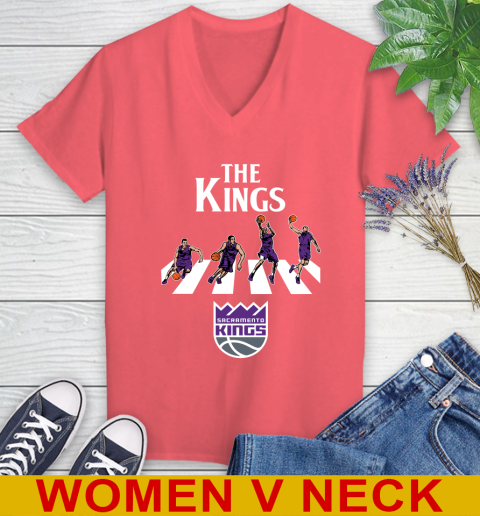 NBA Basketball Sacramento Kings The Beatles Rock Band Shirt Women's V-Neck T-Shirt 6