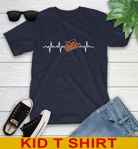 Baltimore Orioles MLB Baseball Heart Beat Shirt Youth T-Shirt 2