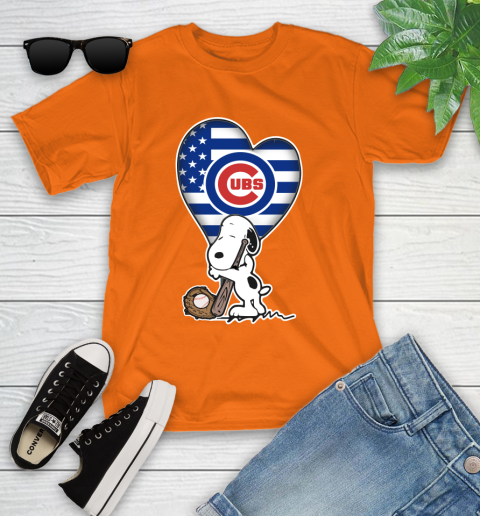 Chicago Cubs MLB Baseball The Peanuts Movie Adorable Snoopy Youth T-Shirt 7