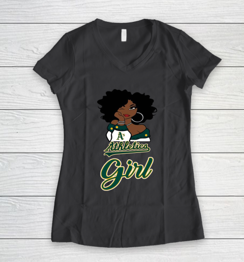 Oakland Athleticss Girl MLB Women's V-Neck T-Shirt 8