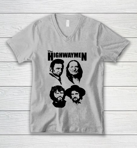 Willie Nelson Johnny Cash Outlaw Country Super Group The Highwaymen V-Neck T-Shirt 2