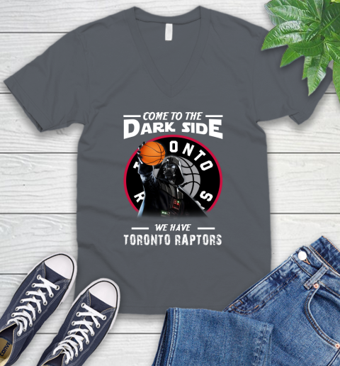 NBA Come To The Dark Side We Have Toronto Raptors Star Wars Darth Vader Basketball V-Neck T-Shirt 4