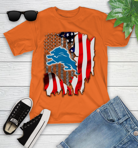 Detroit Lions NFL Football American Flag Youth T-Shirt 9