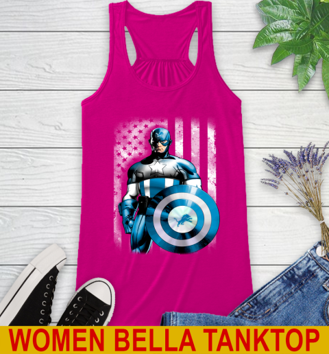 Detroit Lions NFL Football Captain America Marvel Avengers American Flag Shirt Racerback Tank 6
