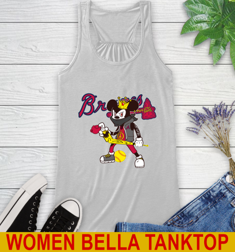Atlanta Braves MLB Baseball Mickey Peace Sign Sports Racerback Tank
