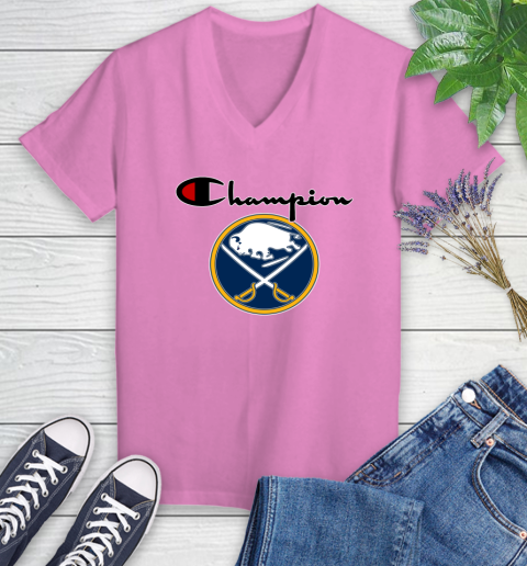 NHL Hockey Buffalo Sabres Champion Shirt Women's V-Neck T-Shirt 10