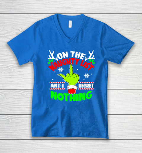 Funny On The List Of Naughty And I Regret Nothing Christmas V-Neck T-Shirt 4