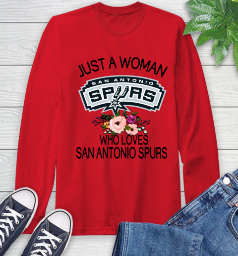 NBA Just A Woman Who Loves San Antonio Spurs Basketball Sports Long Sleeve T-Shirt 9
