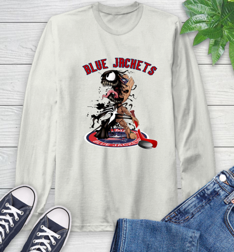 NHL Columbus Blue Jackets Hockey Venom Groot Guardians Of The Galaxy Long Sleeve T-Shirt 12