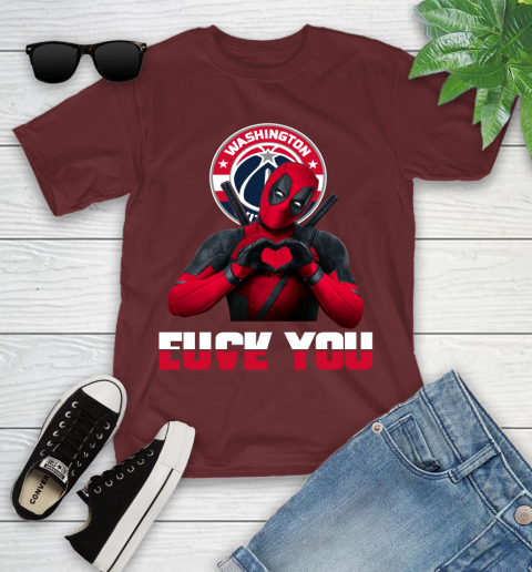 NBA Washington Wizards Deadpool Love You Fuck You Basketball Sports Youth T-Shirt 14