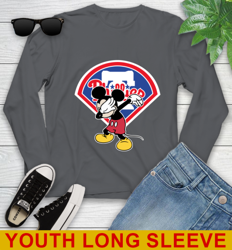 Philadelphia Phillies MLB Baseball Dabbing Mickey Disney Sports Youth Long Sleeve 9