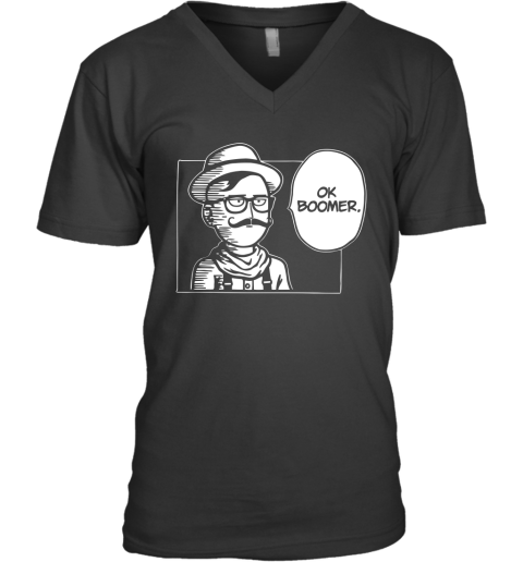 cdp5 one punch man saitama ok boomer shirts v neck unisex 8 front black
