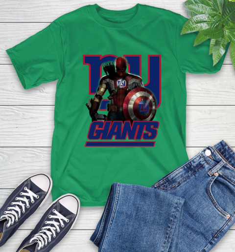 NFL Captain America Thor Spider Man Hawkeye Avengers Endgame Football New York Giants T-Shirt 7