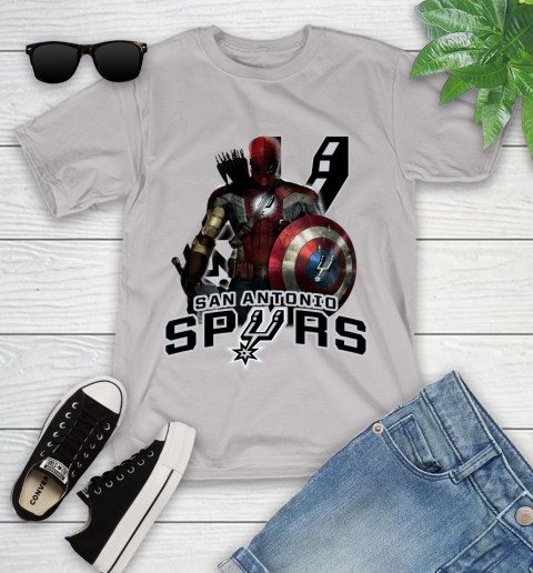 San Antonio Spurs NBA Basketball Captain America Thor Spider Man Hawkeye Avengers Youth T-Shirt 12