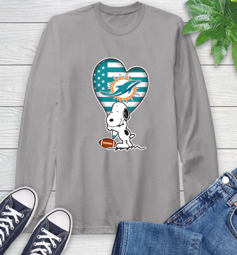 Miami Dolphins NFL Football The Peanuts Movie Adorable Snoopy Long Sleeve T-Shirt 6